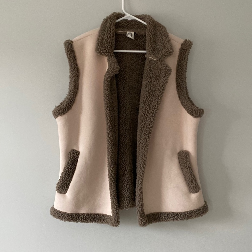 Anthropologie Shearling Suede Neutral Vest